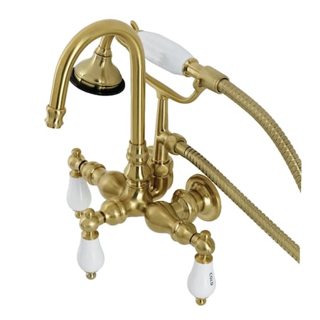 Kingston Brass AE9T7 Wall Mount Clawfoot Tub Faucet, Brushed Brass AE9T7